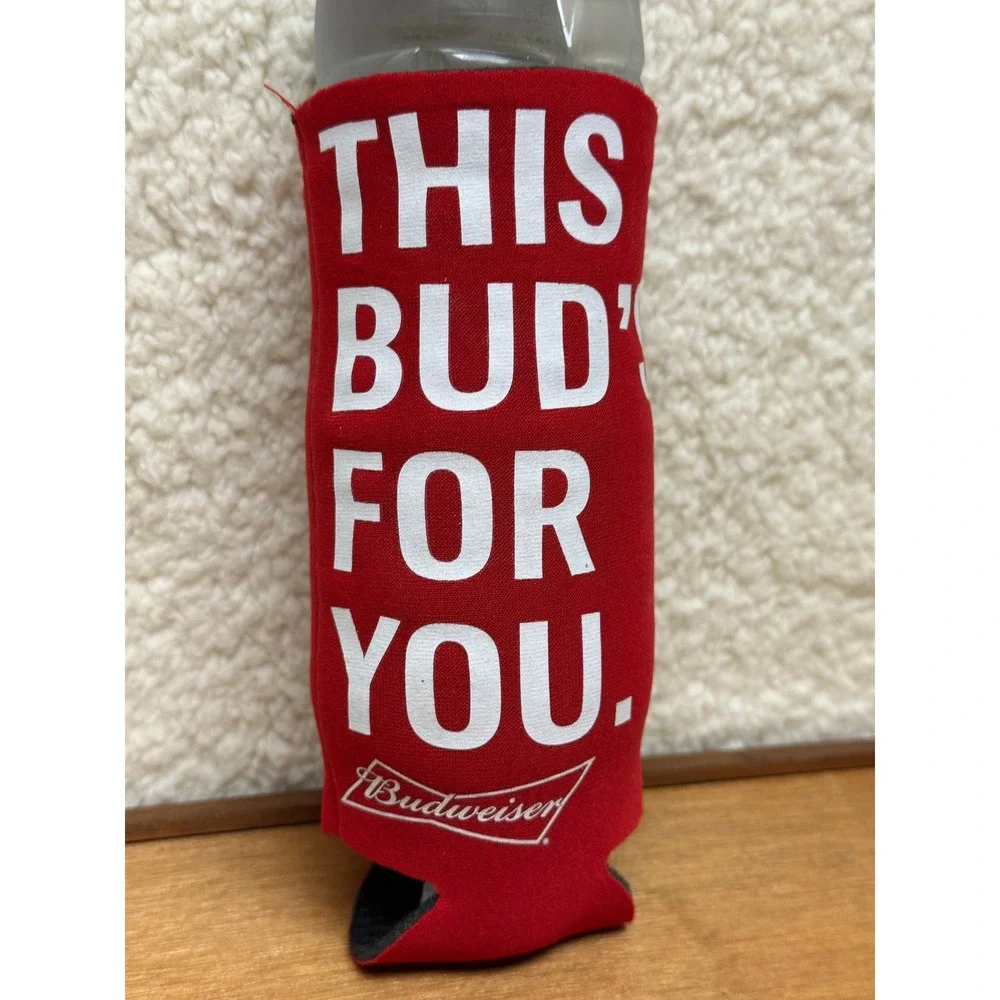 Budweiser Bottle Koozie Red This Bud's For You Insulated Sleeve Longneck